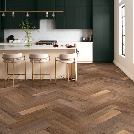 Anderson Tuftex Revival Walnut Herringbone Era Hardwood Room Scene